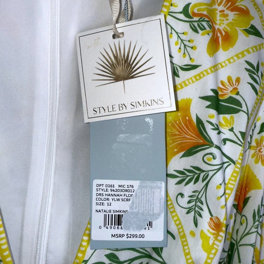 NWT ANTONIO MELANI White and Yellow Floral Maxi Dress- brand new size 12 - Picture 7 of 8